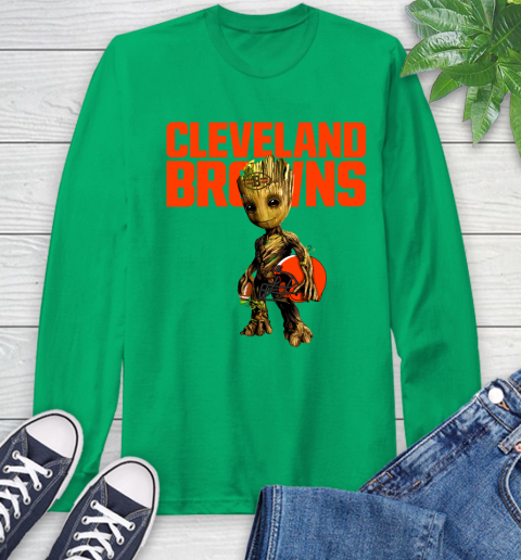 Cleveland Browns NFL Football Groot Marvel Guardians Of The Galaxy Long Sleeve T-Shirt 7