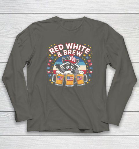 Funny Raccoon red white and brew Independence Day 4th of July Long Sleeve T-Shirt 4