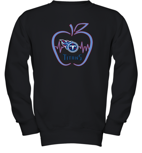 Apple Heartbeat Teacher Symbol Tennessee Titans Youth Sweatshirt