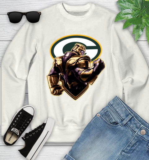 NFL Thanos Avengers Endgame Football Sports Green Bay Packers Youth Sweatshirt