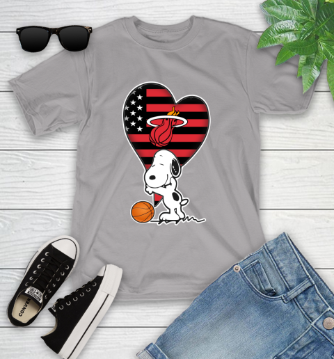 Miami Heat NBA Basketball The Peanuts Movie Adorable Snoopy Youth T-Shirt 4