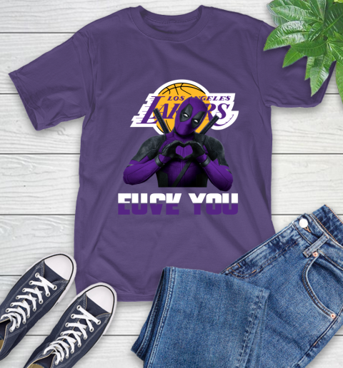 NBA Los Angeles Lakers Deadpool Love You Fuck You Basketball T-Shirt 5
