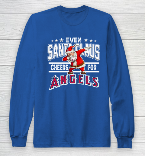 Los Angeles Angels Even Santa Claus Cheers For Christmas MLB Long Sleeve T-Shirt 6