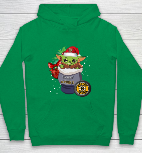 Boston Bruins Christmas Baby Yoda Star Wars Funny Happy NHL Youth Hoodie 6