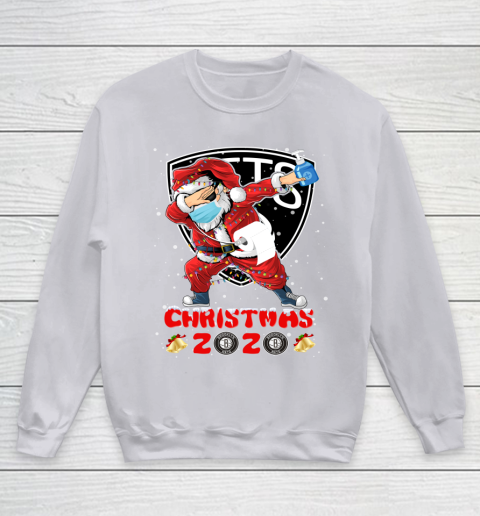 Brooklyn Nets Funny Santa Claus Dabbing Christmas 2020 NBA Youth Sweatshirt 3
