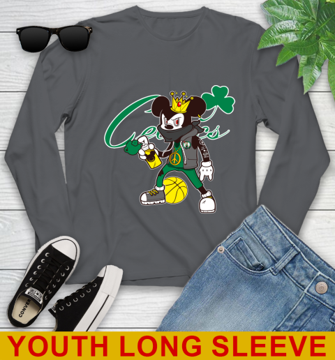 Boston Celtics NBA Basketball Mickey Peace Sign Sports Youth Long Sleeve 9