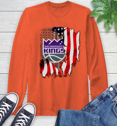 Sacramento Kings NBA Basketball American Flag Long Sleeve T-Shirt 4