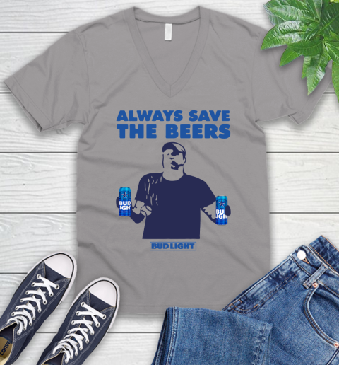 Always Save The Bees Beers Bud Light Jeff Adams Beers Over Baseball V-Neck T-Shirt 2