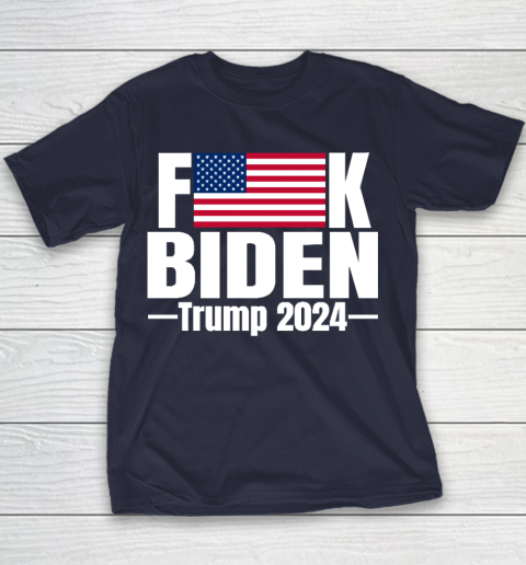 Fuck Biden American Flag Trump 2024 Youth T-Shirt 2