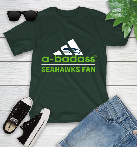 NFL A Badass Seattle Seahawks Fan Adidas Football Sports Youth T-Shirt 5