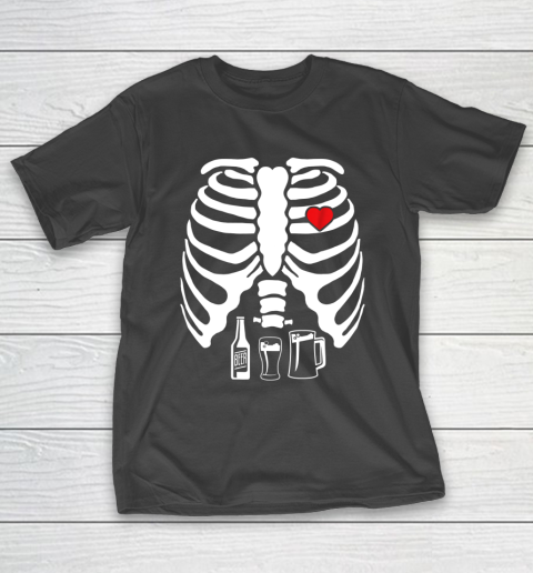 Skeleton Pregnancy Belly Of Beer X Ray Halloween T-Shirt