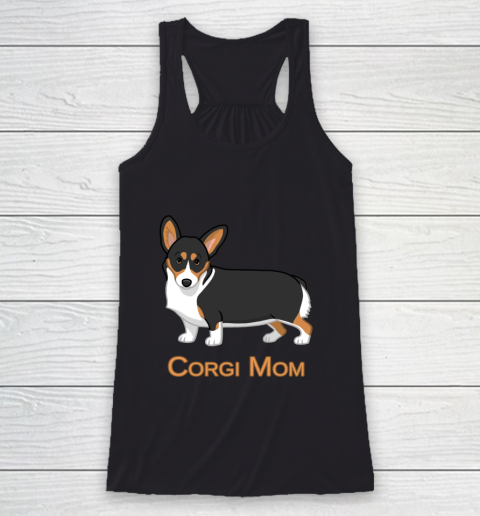 Dog Mom Shirt Cute Black Tricolor Pembroke Corgi Mom Dog Lovers Racerback Tank