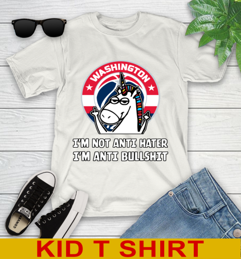 Washington Wizards NBA Basketball Unicorn I'm Not Anti Hater I'm Anti Bullshit Youth T-Shirt