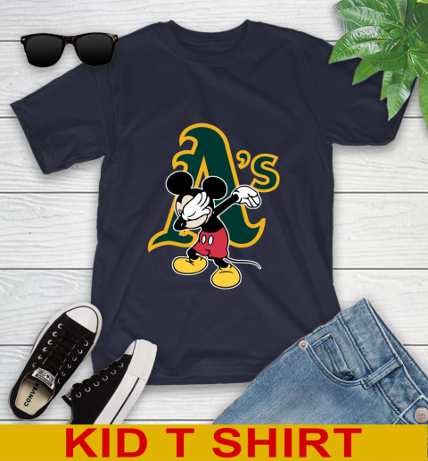Oakland Athletics MLB Baseball Dabbing Mickey Disney Sports Youth T-Shirt 3