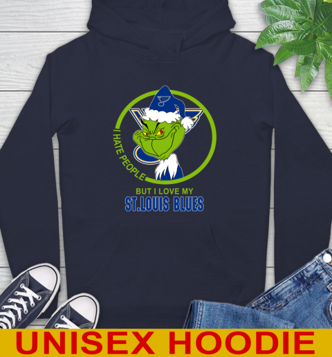 St.Louis Blues NHL Christmas Grinch I Hate People But I Love My Favorite Hockey Team Hoodie 4