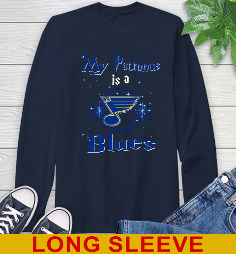 NHL Hockey Harry Potter My Patronus Is A St.Louis Blues Long Sleeve T-Shirt 3