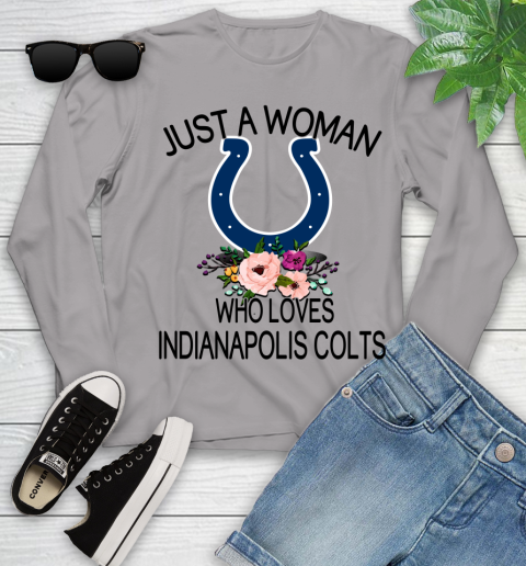 NFL Just A Woman Who Loves Indianapolis Colts Football Sports Youth Long Sleeve 3