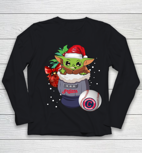 Cleveland Indians Christmas Baby Yoda Star Wars Funny Happy MLB Youth Long Sleeve