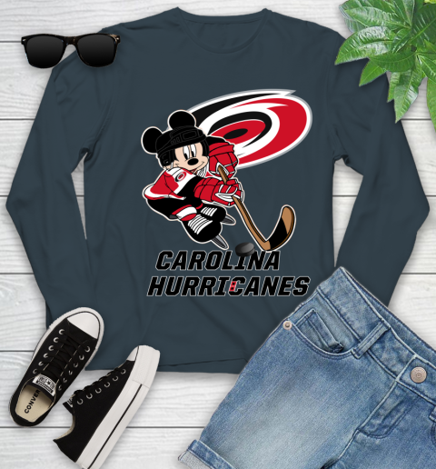 NHL Carolina Hurricanes Mickey Mouse Disney Hockey T Shirt Youth Long Sleeve 8