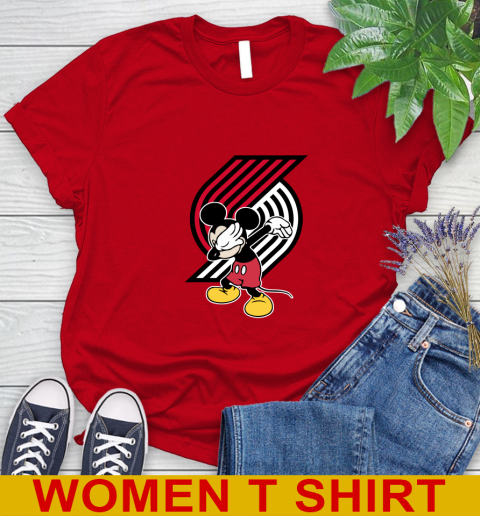 Portland Trail Blazers NBA Basketball Dabbing Mickey Disney Sports Women's T-Shirt 10