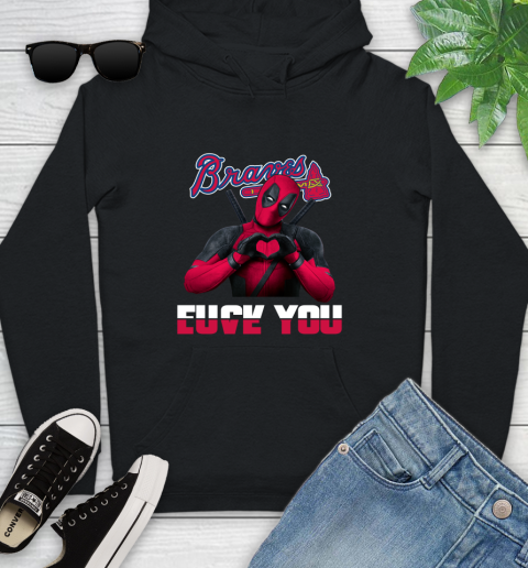 MLB Atlanta Braves Deadpool Love You Fuck You Baseball Sports Youth Hoodie