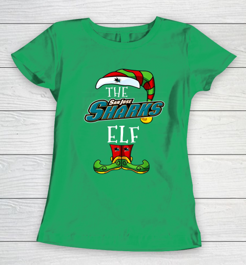 San Jose Sharks Christmas ELF Funny NHL Women's T-Shirt 5
