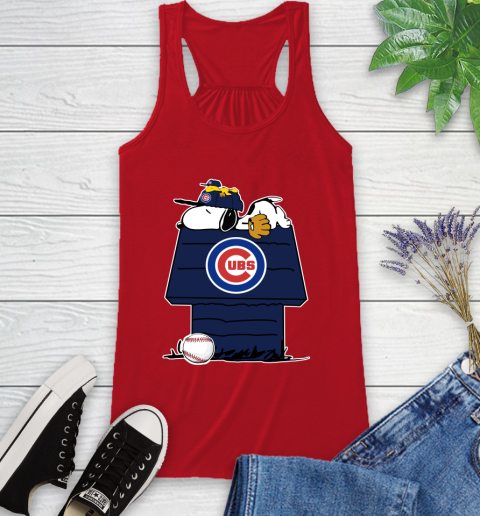 MLB Chicago Cubs Snoopy Woodstock The Peanuts Movie Baseball T Shirt Racerback Tank 6