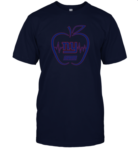 Apple Heartbeat Teacher Symbol New York Giants Unisex Jersey Tee