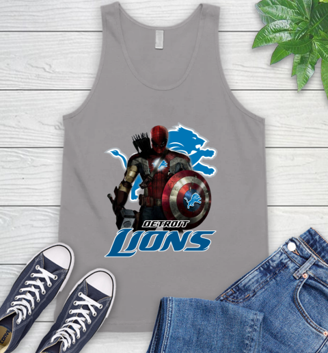 NFL Captain America Thor Spider Man Hawkeye Avengers Endgame Football Detroit Lions Tank Top 4
