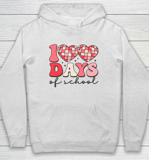 100 Days of School Retro Disco Hearts 100th Day Of School Hoodie