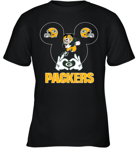 I Love The Packers Mickey Mouse Green Bay Packers Youth T-Shirt