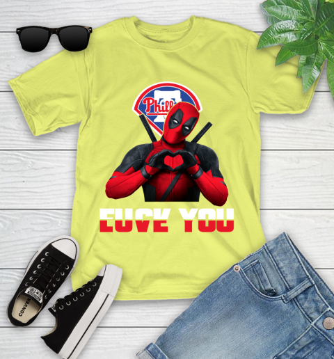 MLB Philadelphia Phillies Deadpool Love You Fuck You Baseball Sports Youth T-Shirt 25