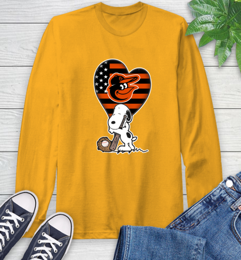 Baltimore Orioles MLB Baseball The Peanuts Movie Adorable Snoopy Long Sleeve T-Shirt 3