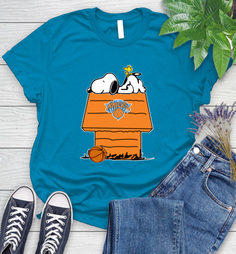 New York Knicks NBA Basketball Snoopy Woodstock The Peanuts Movie Women's T-Shirt 7