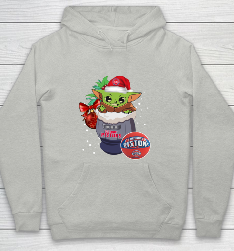 Detroit Pistons Christmas Baby Yoda Star Wars Funny Happy NBA Youth Hoodie 2