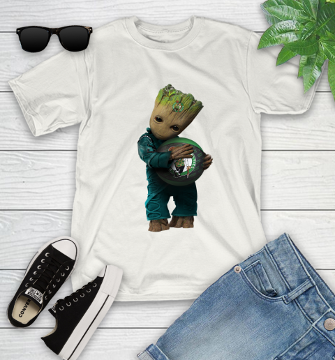 NBA Groot Guardians Of The Galaxy Basketball Sports Boston Celtics Youth T-Shirt