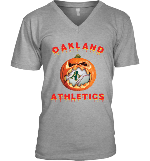 Men's Gray Oakland Athletics V-Neck Jersey 
