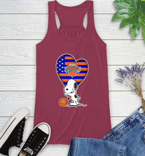 New York Knicks NBA Basketball The Peanuts Movie Adorable Snoopy Racerback Tank 8