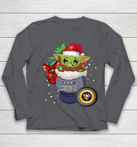 Pittsburgh Penguins Christmas Baby Yoda Star Wars Funny Happy NHL Youth Long Sleeve 8
