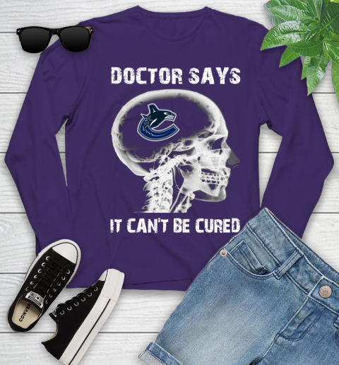 NHL Vancouver Canucks Hockey Skull It Can't Be Cured Shirt Youth Long Sleeve 4