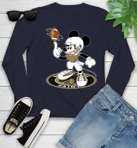NFL Football New Orleans Saints Cheerful Mickey Disney Shirt Youth Long Sleeve 3