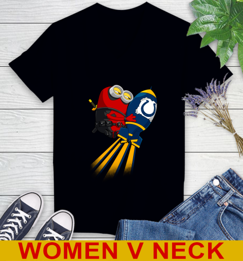 NFL Football Indianapolis Colts Deadpool Minion Marvel Shirt Women's V-Neck T-Shirt
