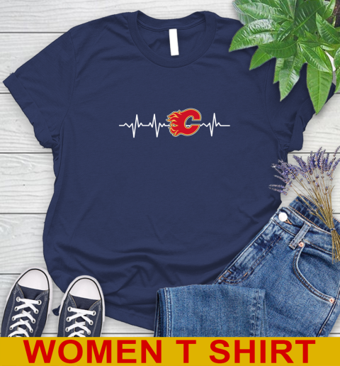 Calgary Flames NHL Hockey Heart Beat Shirt Women's T-Shirt 12