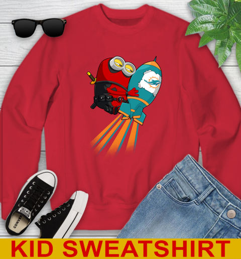 NFL Football Miami Dolphins Deadpool Minion Marvel Shirt Youth Sweatshirt 7