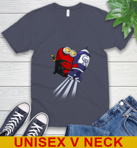 MLB Baseball Colorado Rockies Deadpool Minion Marvel Shirt V-Neck T-Shirt 7