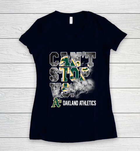 MLB Oakland Athletics Baseball Can't Stop Vs Athletics Women's V-Neck T-Shirt 2