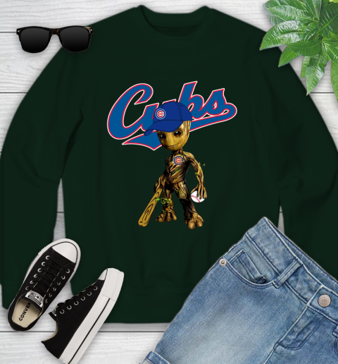 MLB Chicago Cubs Groot Guardians Of The Galaxy Baseball Youth Sweatshirt 10