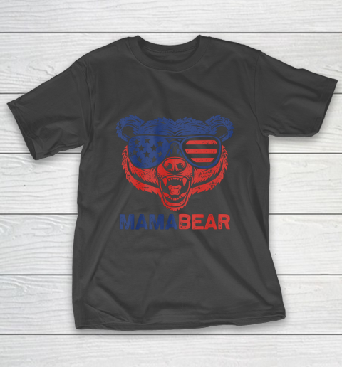Funny American Flag Mama Bear Tshirt 4th of July T-Shirt