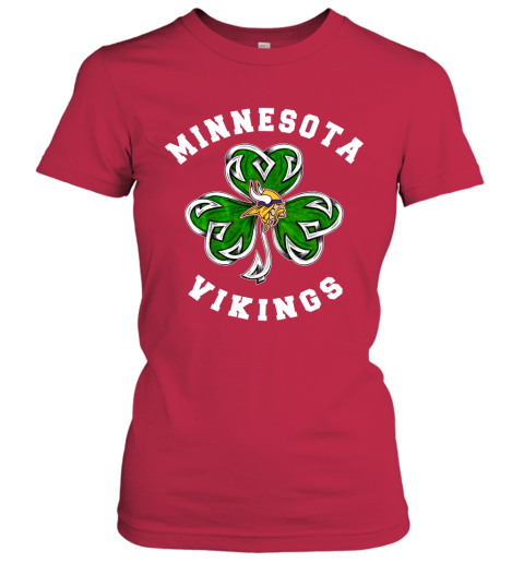 NFL Minnesota Vikings Three Leaf Clover St Patrick's Day Football Sports rKDtwS252US ladies t shirt 20 95 151514 front red