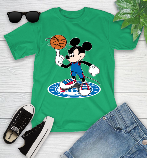 NBA Basketball Philadelphia 76ers Cheerful Mickey Disney Shirt Youth T-Shirt 6